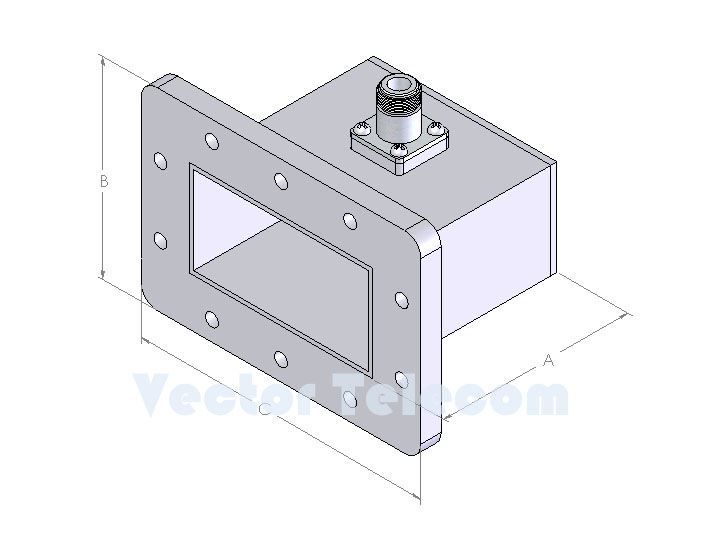 WR340 Waveguide to Coaxial Adapter